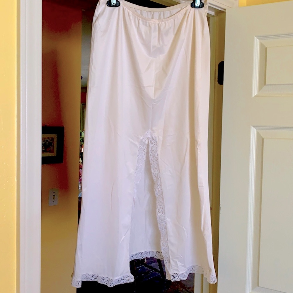 Vintage Lovely VanRaolte long blush slip with lace